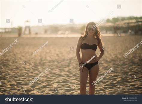 Sexy Lady Bikini Sunbathing On Sandy Stock Photo Shutterstock