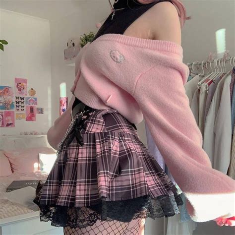 Pastel Goth Lace Splicing Mini Skirt Edgy Outfits Swaggy Outfits