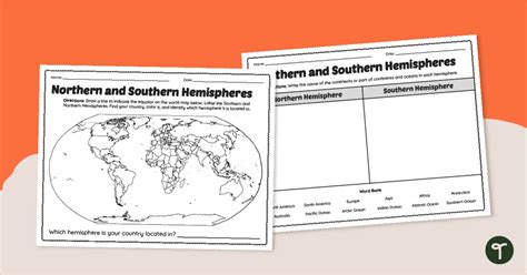 Earth's Hemispheres Worksheets | Teach Starter