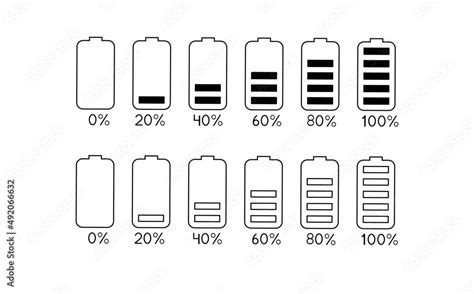 percentage capacity battery icon set Stock Vector | Adobe Stock