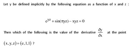 Solved Let Y Be Defined Implicitly By The Following Equation Chegg