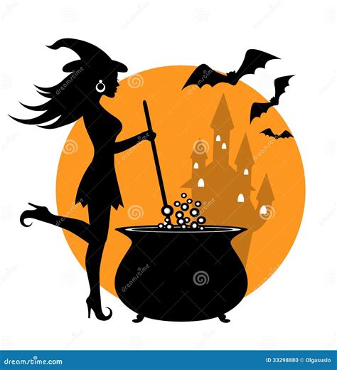 Beautiful Witch And Cauldron Stock Illustration Illustration Of