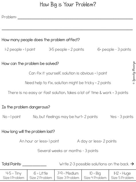 Size Of The Problem Worksheet