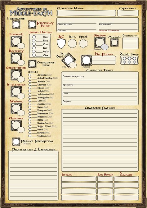 Standard Dnd 5e Character Sheet