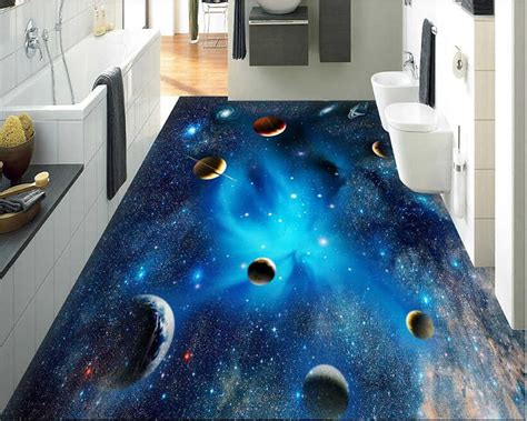 Beibehang Large Custom Dream Fashion Bedroom Zenith Space Star 3D Floor