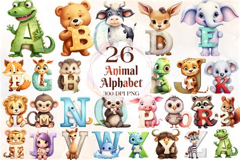 Cute Animal Alphabet Sublimation Clipart Graphic By Cat Lady · Creative