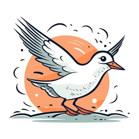 Premium Vector Flying Seagull Vector Illustration In Doodle Style