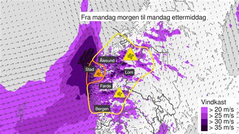 Farevarsel For Svært Kraftige Vindkast I Vestland Og Møre Og Romsdal