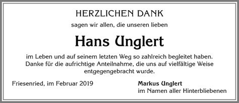 Traueranzeigen von Hans Unglert Allgäuer Zeitung