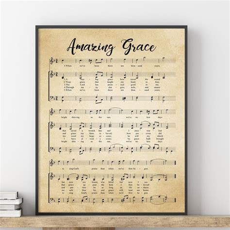 Amazing Grace Print Amazing Grace Music Sheets Printable Vintage Sheet Music Christian Music