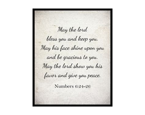 Numbers 624 26 Bible Verse Poster Lords Blessings Print Religious