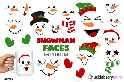 Snowman Faces Clipart 1040682 Illustrations Design Bundles