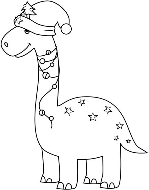 Christmas Dinosaur Coloring Page - Free Printable Coloring Pages for Kids