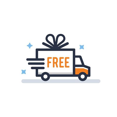 Free Shipping Icon Logo Delivery Cargo Truck With Prize Ribbon Vector