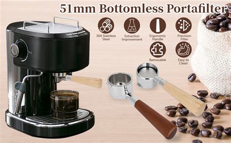 Amazon 51mm Bottomless Portafilter 2 Ears Stainless Steel 51mm