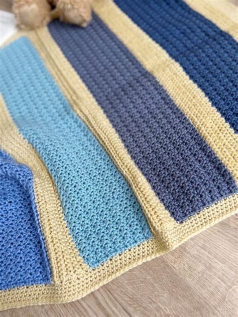 Striped Baby Blanket Crochet Pattern In Sizes Hanjan Crochet