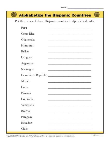 Hispanic Heritage Month Worksheets | Printable Activities