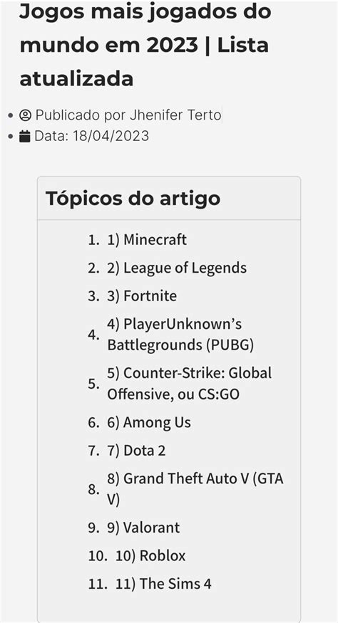 Guilherme Oss On Twitter Rt Ericats Top Jogos Mais Jogados Em