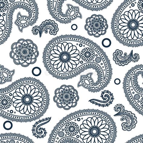 Dark Blue Paisley Pattern on White Background Stock Illustration ...