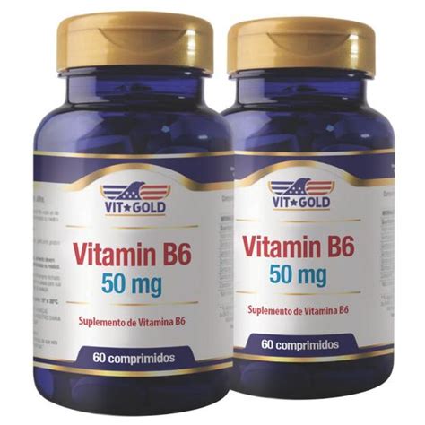 Vitamina B6 50mg Vitgold Kit 2x 60 comprimidos Fitoterápicos e