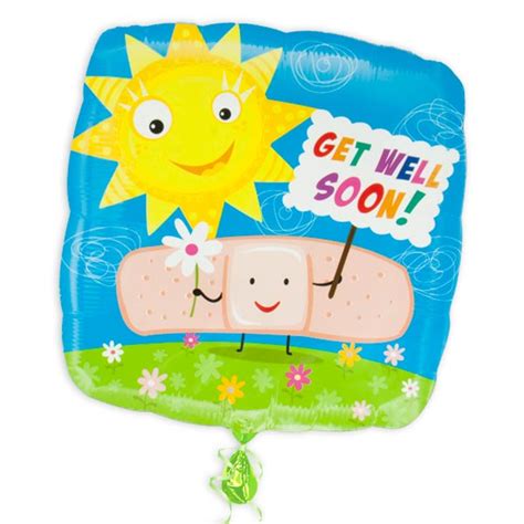 Ballongruß Gute Besserung Get Well Soon wünschen eckig Ø35cm