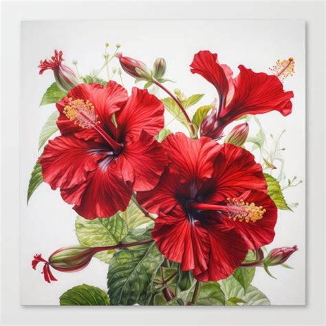 Shop Red Hibiscus Canvas Print By Vanoverdesigns On Society Flower