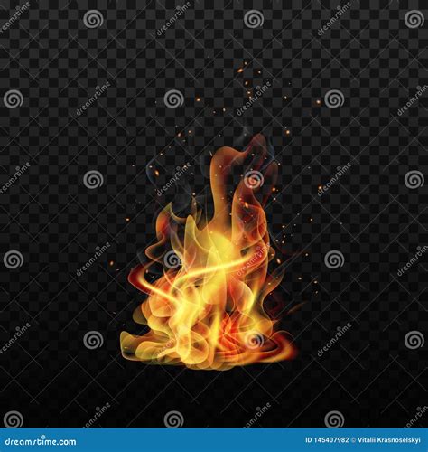 Fire Flame. Sparks Flame. Isolated Background. Realistic Fire. Vector ...