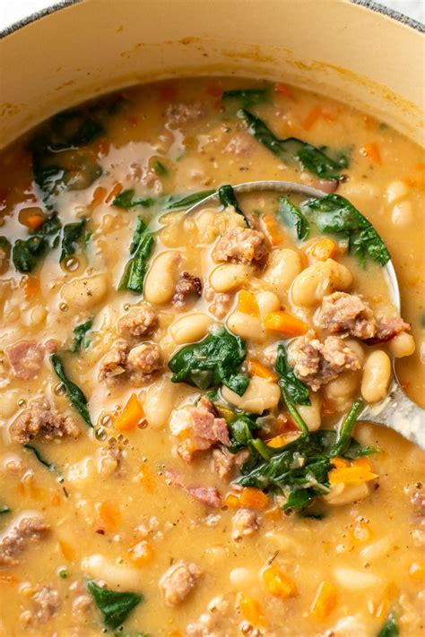 This White Bean Sausage And Spinach Soup Is Hearty Easy To Make And