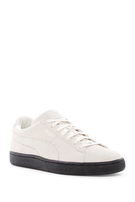 Puma Suede Black Sole Sneaker In White For Men Lyst