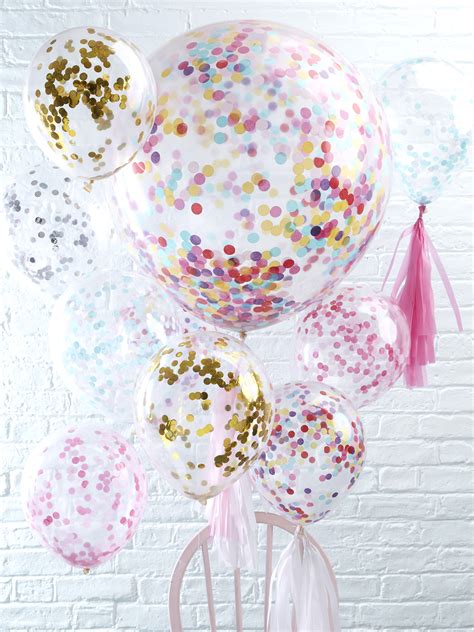 Ballons G Ant Transparents Confettis Multicolores Cm Vegaooparty