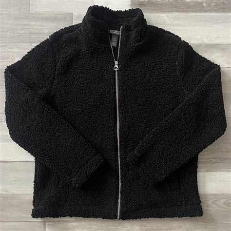 Black Fleece Jacket Metal Zipper Only Worn X Depop