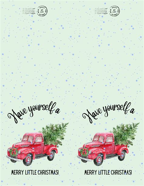 Download Your Free Set of Red Truck Christmas Cards