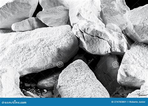 Calcium And Magnesium Stones Black Background Called Virgin Lime Or