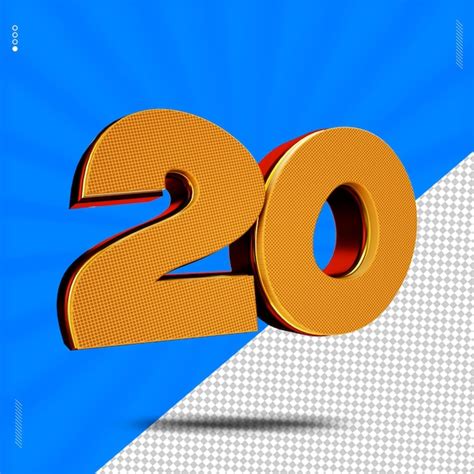 Premium PSD 3d Render Number 20 Font Wafer