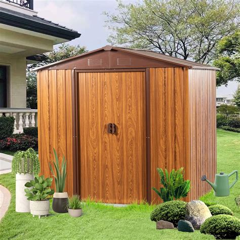 Amazon Jaxenor 6x5 3ft Metal Storage Shed Horizontal Woodgrain