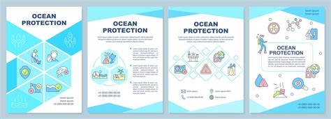 Ocean Protection Turquoise Brochure Template Marine Species Safety Leaflet Design With Linear