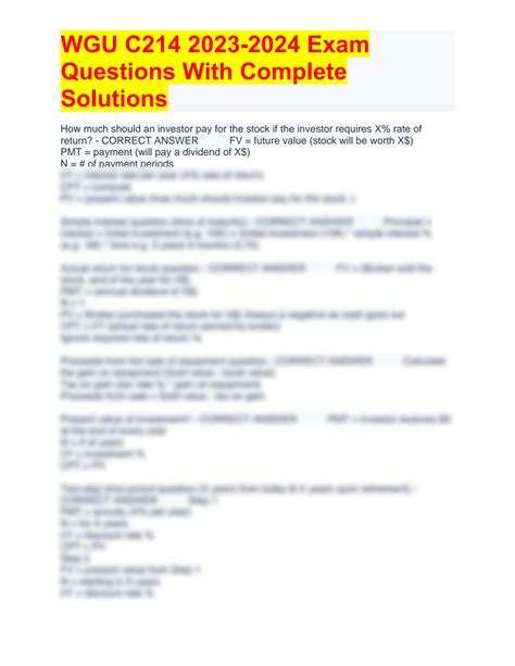 SOLUTION Wgu C214 2023 2024 Exam Questions With Complete Solutions