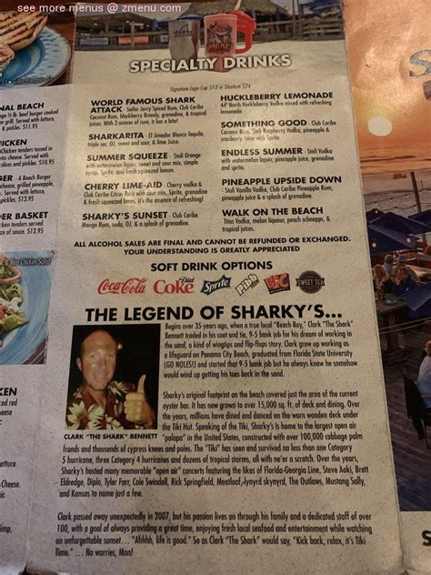 Online Menu Of Sharkys Beachfront Restaurant Restaurant Panama City