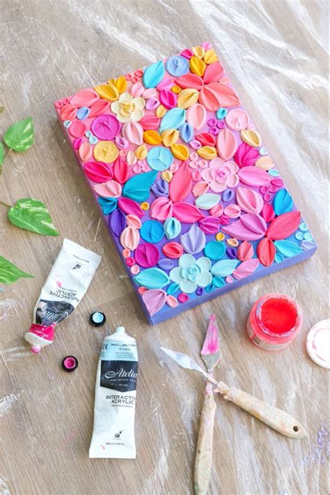 Textured Floral Painting 🌸 | Diy abstract canvas art, Diy art painting ...