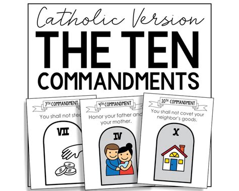 TEN COMMANDMENTS Catholic Coloring Pages Activity Catholic Church Bulletin Board Posters ...