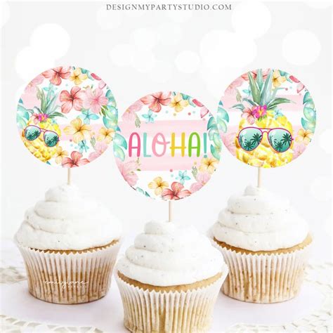 Luau Cupcake Toppers Etsy