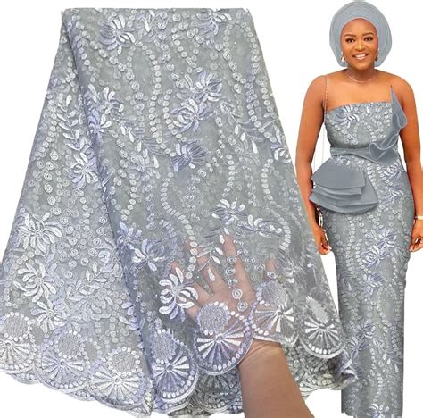 Amazon Ebricon Soft Beaded African Lace Fabric Yards Rhinestone