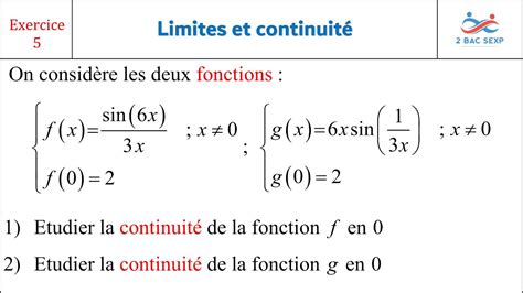 Exercice Limites Et Continuit Me Bac Sciences Physiques Svt