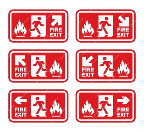 Premium Vector | Emergency fire exit logo set