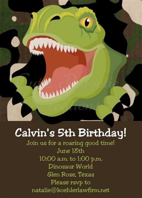 T Rex Dinosaur Birthday Invitation Trex Birthday Invitation Tyrannosauru With Images