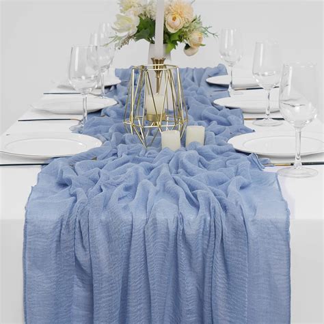 Amazon 8 PCS Dusty Blue Cheesecloth Table Runner Bulk 10Ft Boho