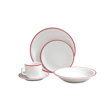 JUEGO DE 24 PIEZAS Porcelanas Tsuji 455 Filete Rojo