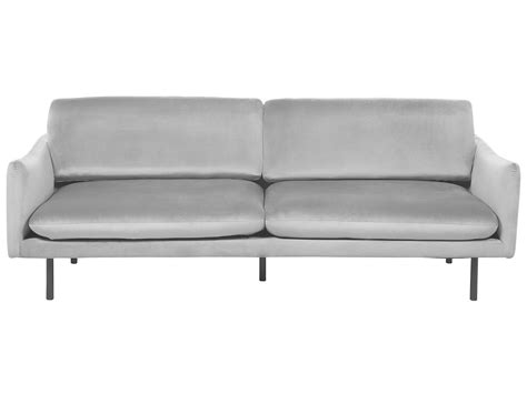 3 Seater Velvet Sofa Grey Vinterbro Belianihu