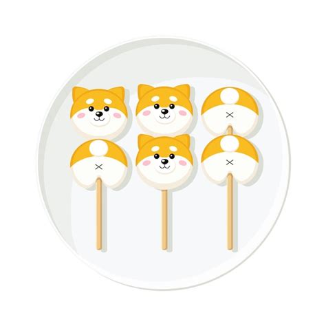 Japon S Shiba Inu Dango Bolas De Arroz Dulce En Placa Ilustraci N De