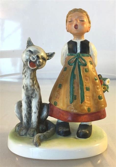 Rare Vintage Goebel W Germany Porcelain Singing Girl And Cat Figurine